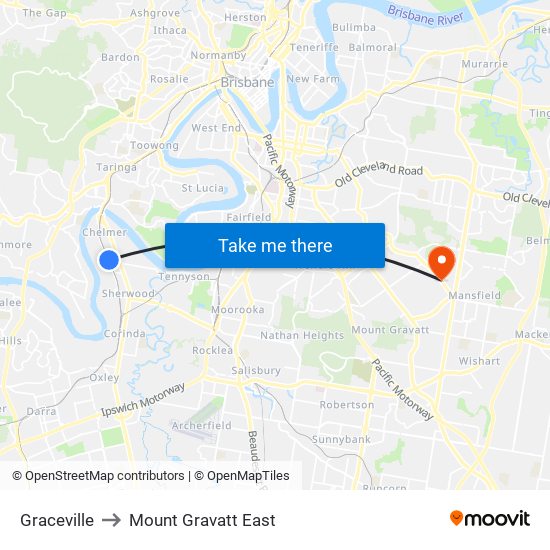 Graceville to Mount Gravatt East map