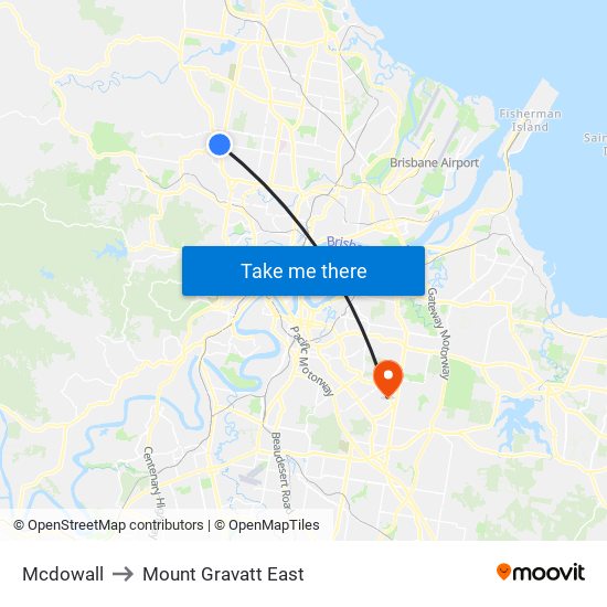 Mcdowall to Mount Gravatt East map