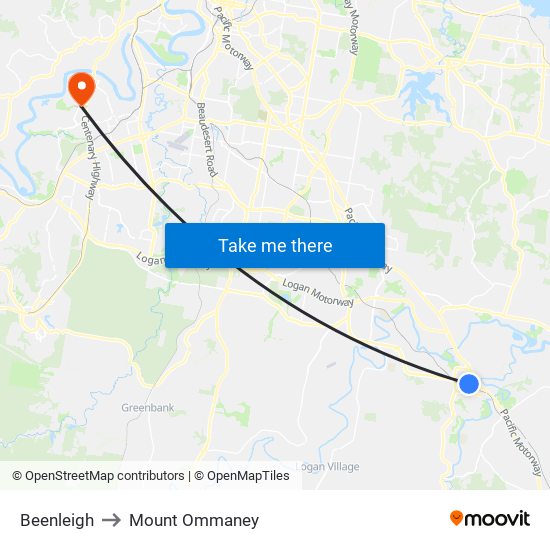 Beenleigh to Mount Ommaney map