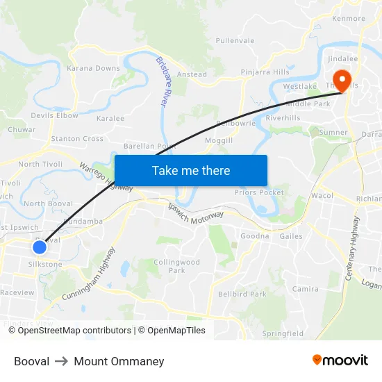 Booval to Mount Ommaney map