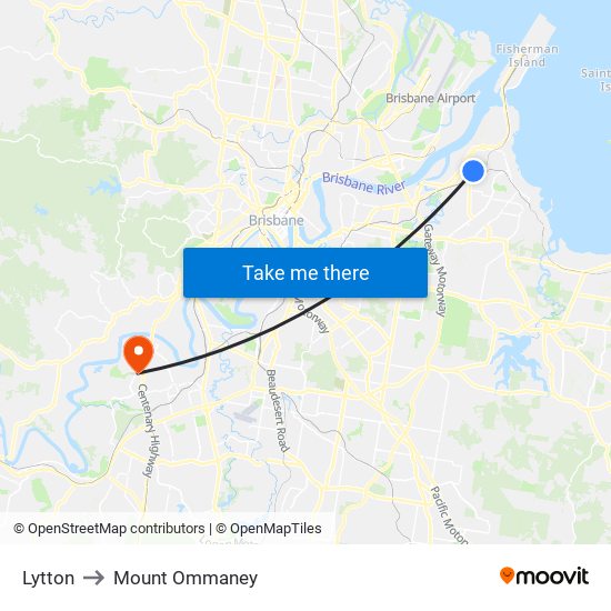 Lytton to Mount Ommaney map