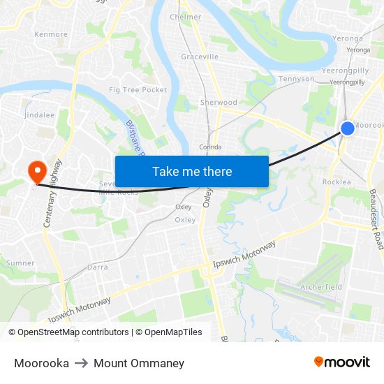 Moorooka to Mount Ommaney map