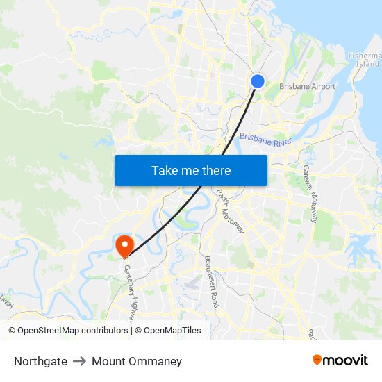 Northgate to Mount Ommaney map