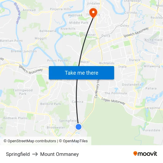 Springfield to Mount Ommaney map