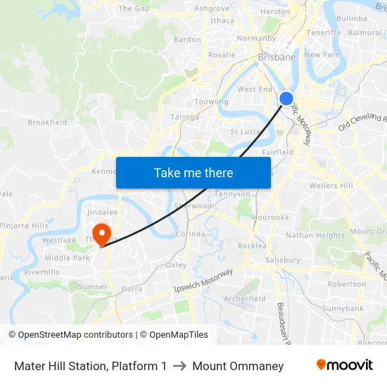 Mater Hill Station, Platform 1 to Mount Ommaney map