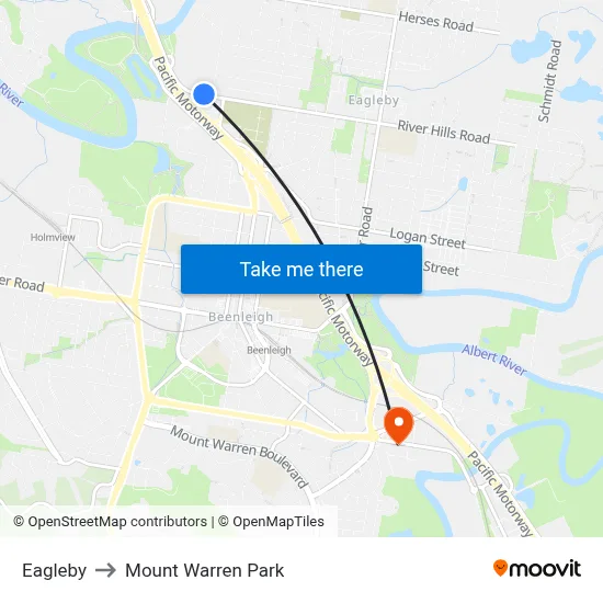 Eagleby to Mount Warren Park map