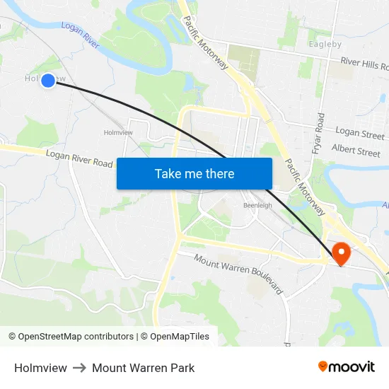 Holmview to Mount Warren Park map