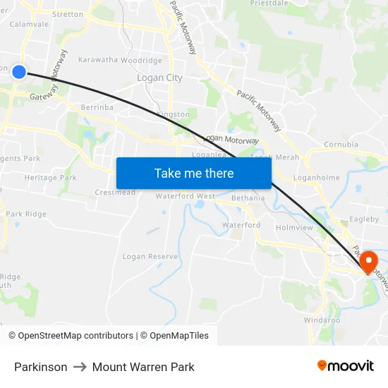Parkinson to Mount Warren Park map