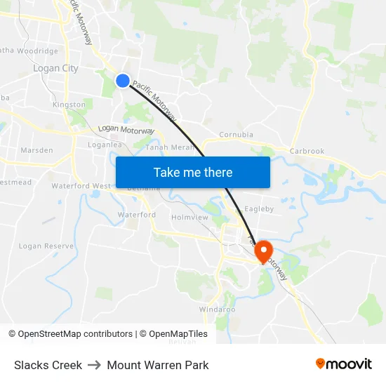 Slacks Creek to Mount Warren Park map