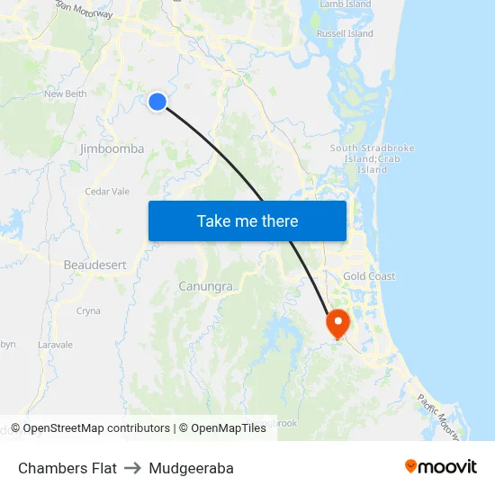 Chambers Flat to Mudgeeraba map