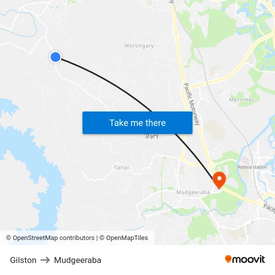 Gilston to Mudgeeraba map