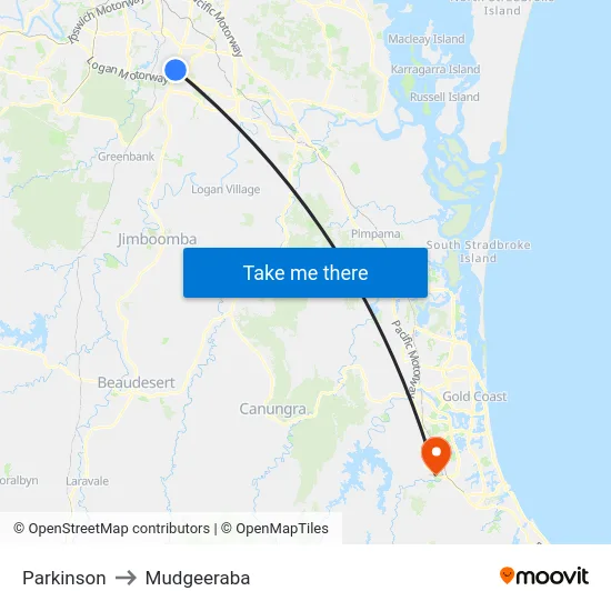 Parkinson to Mudgeeraba map
