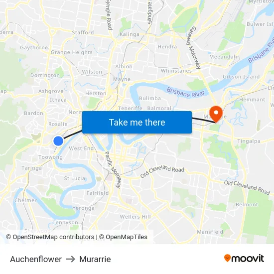 Auchenflower to Murarrie map