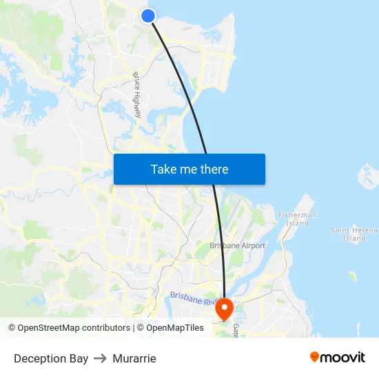 Deception Bay to Murarrie map