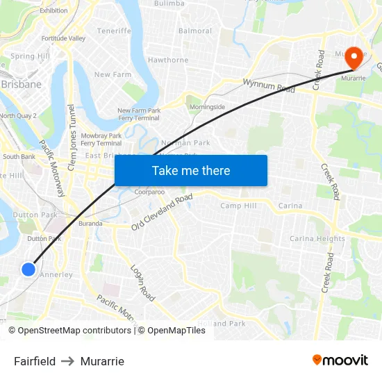 Fairfield to Murarrie map