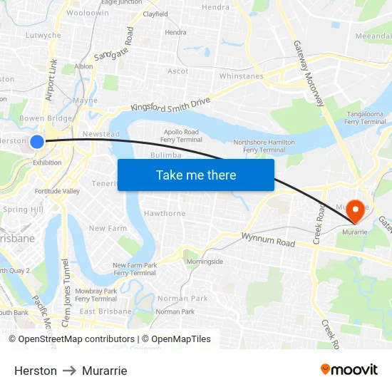 Herston to Murarrie map