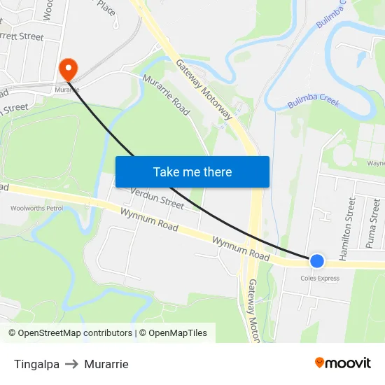 Tingalpa to Murarrie map