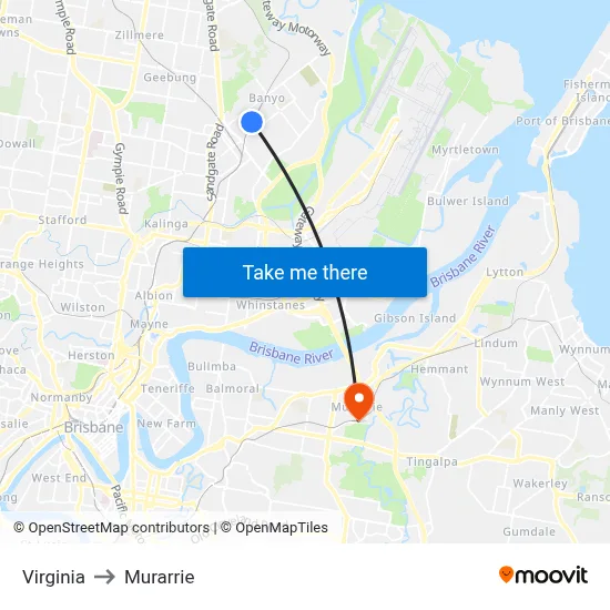 Virginia to Murarrie map