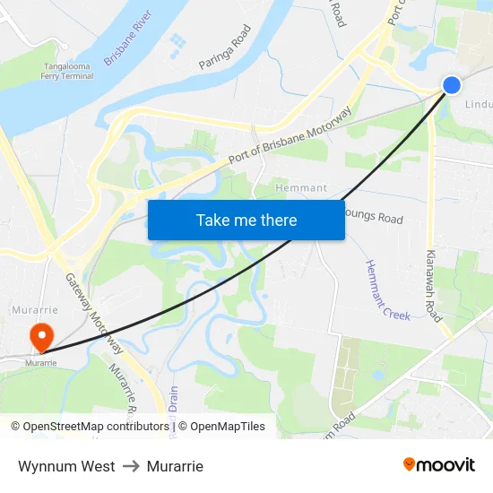 Wynnum West to Murarrie map