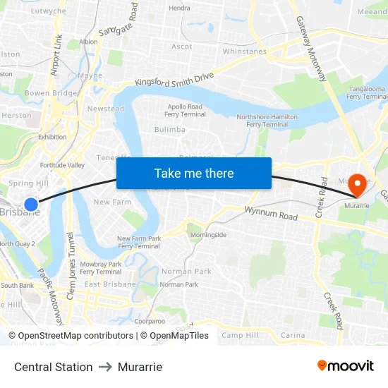 Central Station to Murarrie map
