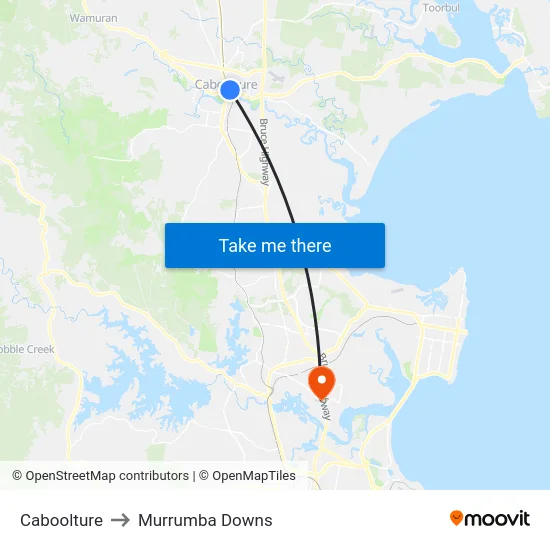 Caboolture to Murrumba Downs map