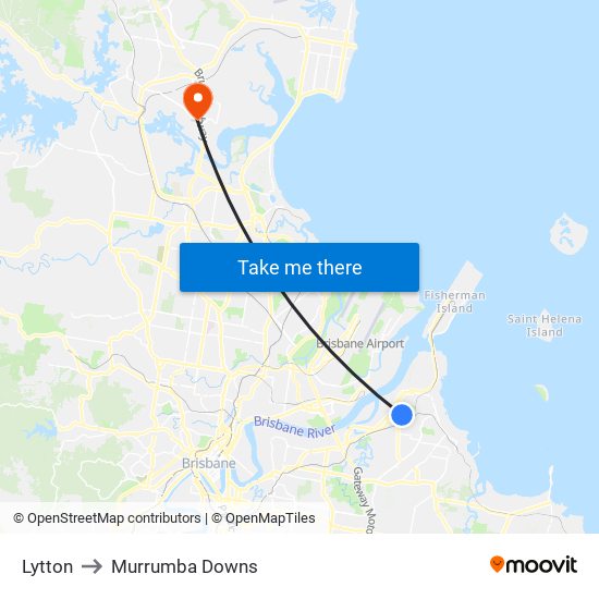 Lytton to Murrumba Downs map