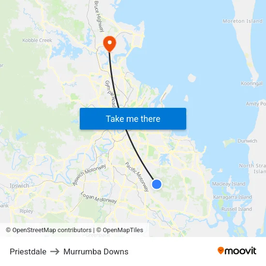 Priestdale to Murrumba Downs map