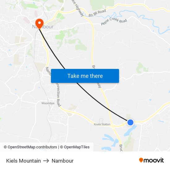 Kiels Mountain to Nambour map