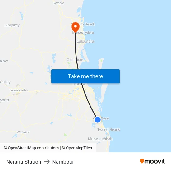 Nerang Station to Nambour map