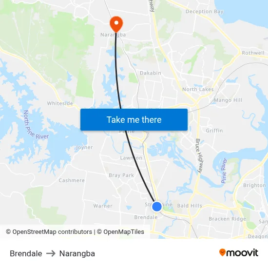 Brendale to Narangba map