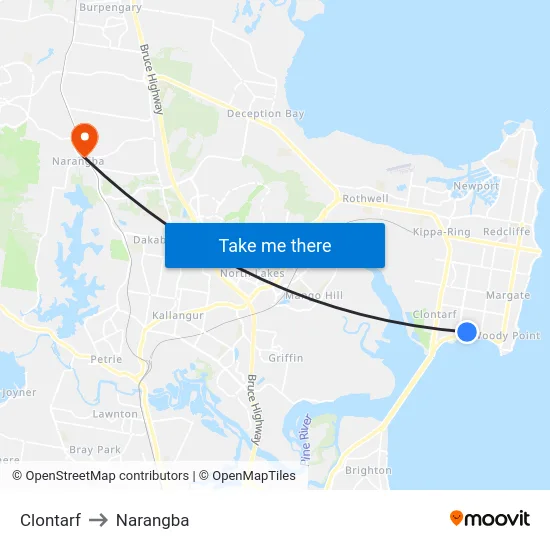 Clontarf to Narangba map