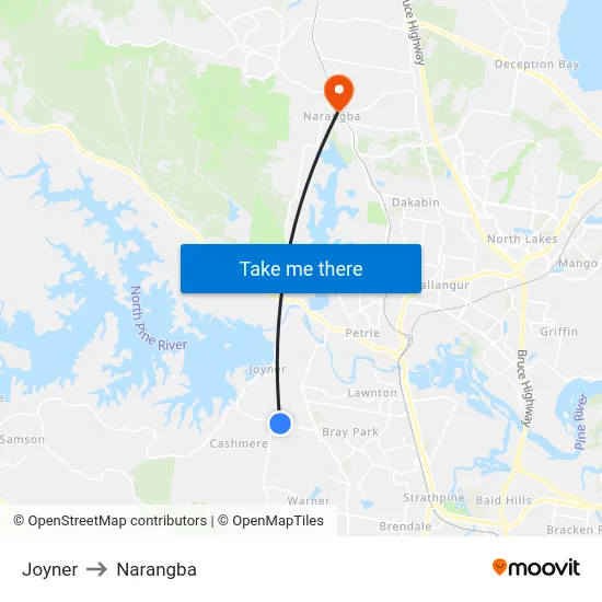 Joyner to Narangba map