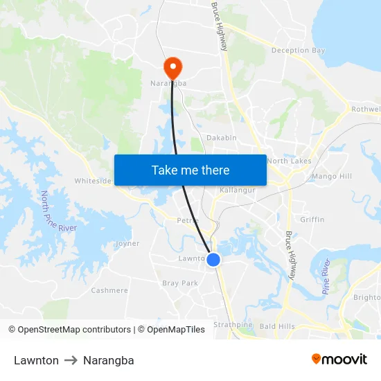Lawnton to Narangba map