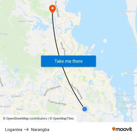 Loganlea to Narangba map