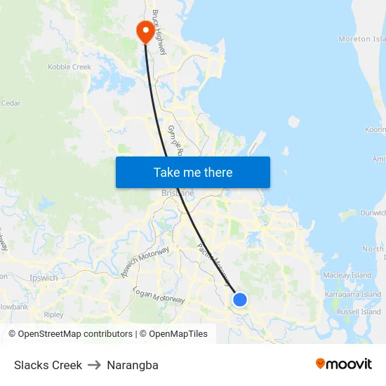 Slacks Creek to Narangba map