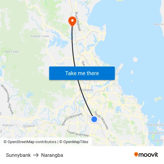 Sunnybank to Narangba map