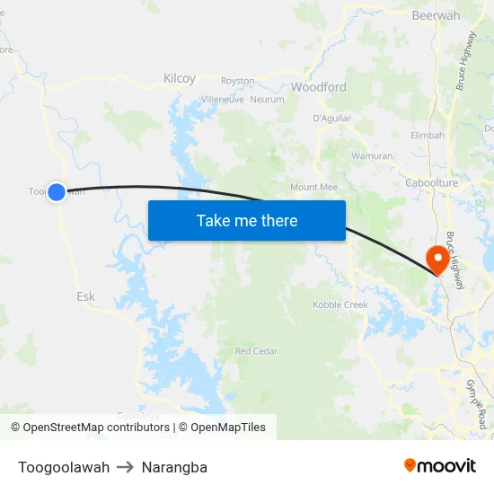 Toogoolawah to Narangba map