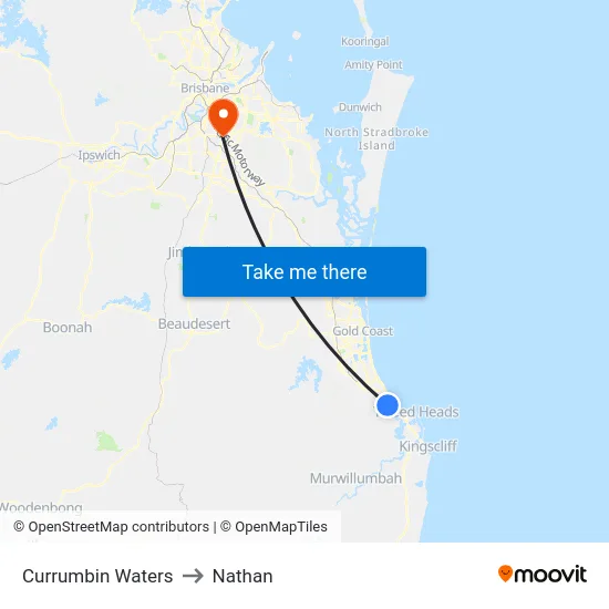 Currumbin Waters to Nathan map