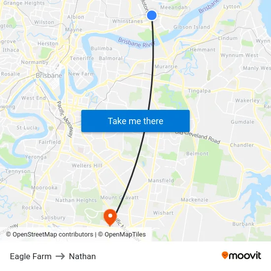 Eagle Farm to Nathan map