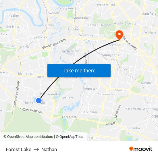 Forest Lake to Nathan map