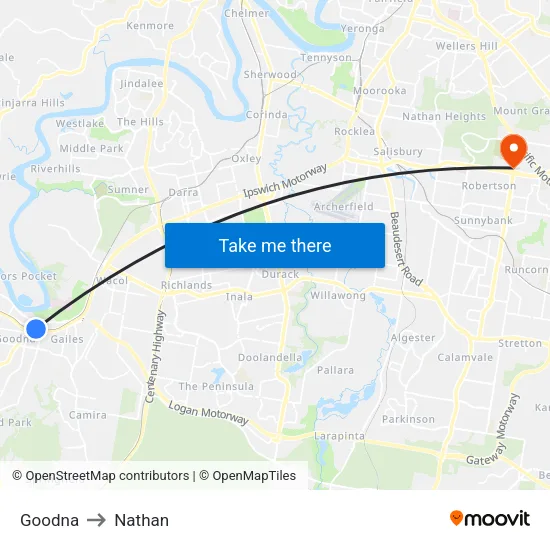 Goodna to Nathan map