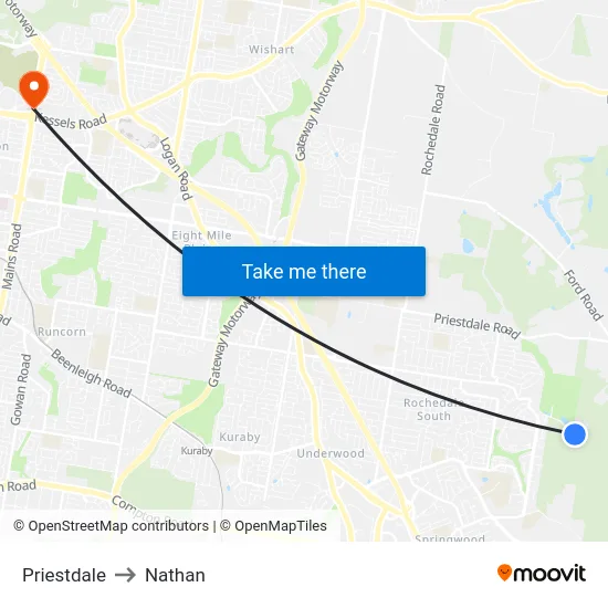 Priestdale to Nathan map