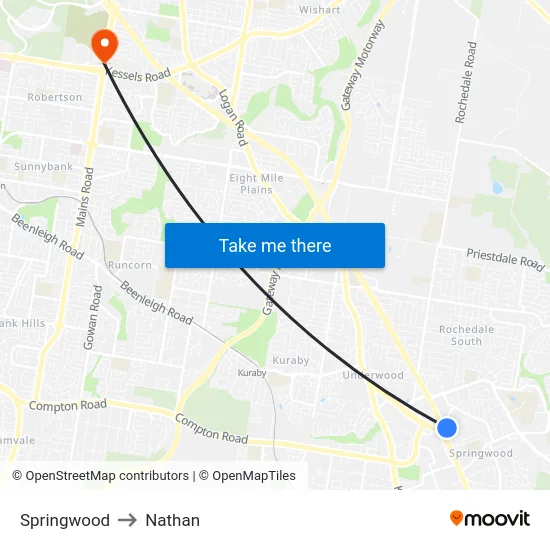 Springwood to Nathan map