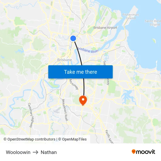 Wooloowin to Nathan map
