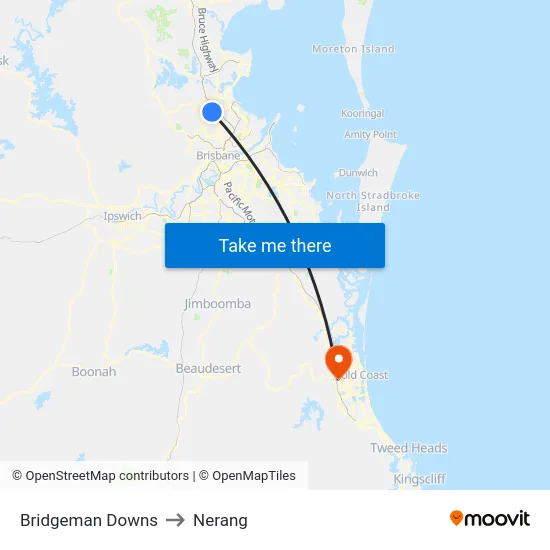Bridgeman Downs to Nerang map