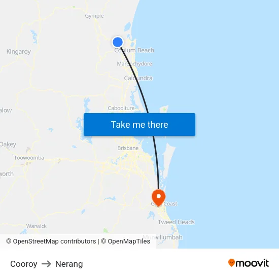 Cooroy to Nerang map