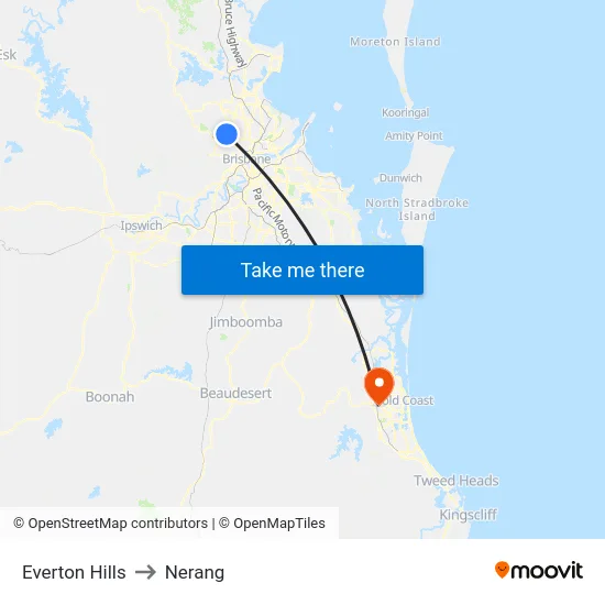 Everton Hills to Nerang map