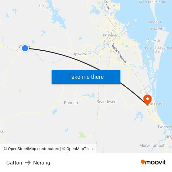 Gatton to Nerang map
