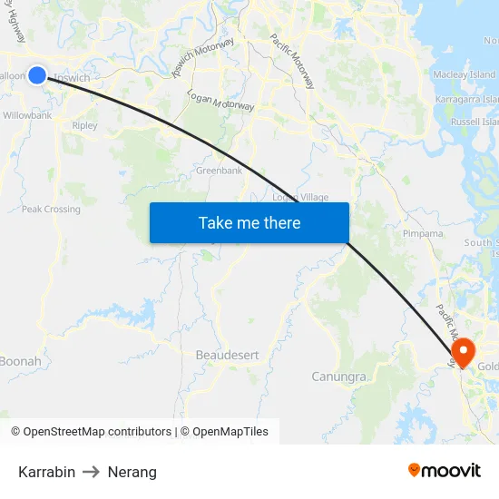 Karrabin to Nerang map