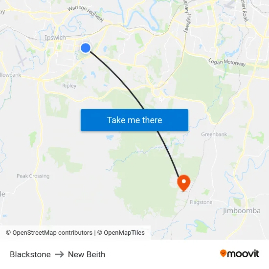 Blackstone to New Beith map